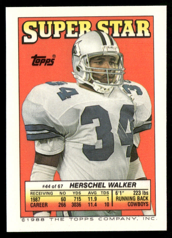 1988 Topps Stickers #25 / 161c Herschel Walker 44 Back
