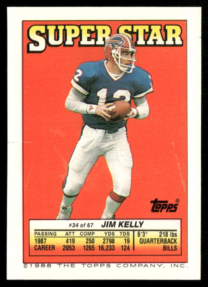 Earl Ferrell / Jackie Shipp 1988 Topps Stickers #30 / 223d Jim Kelly 34 Back