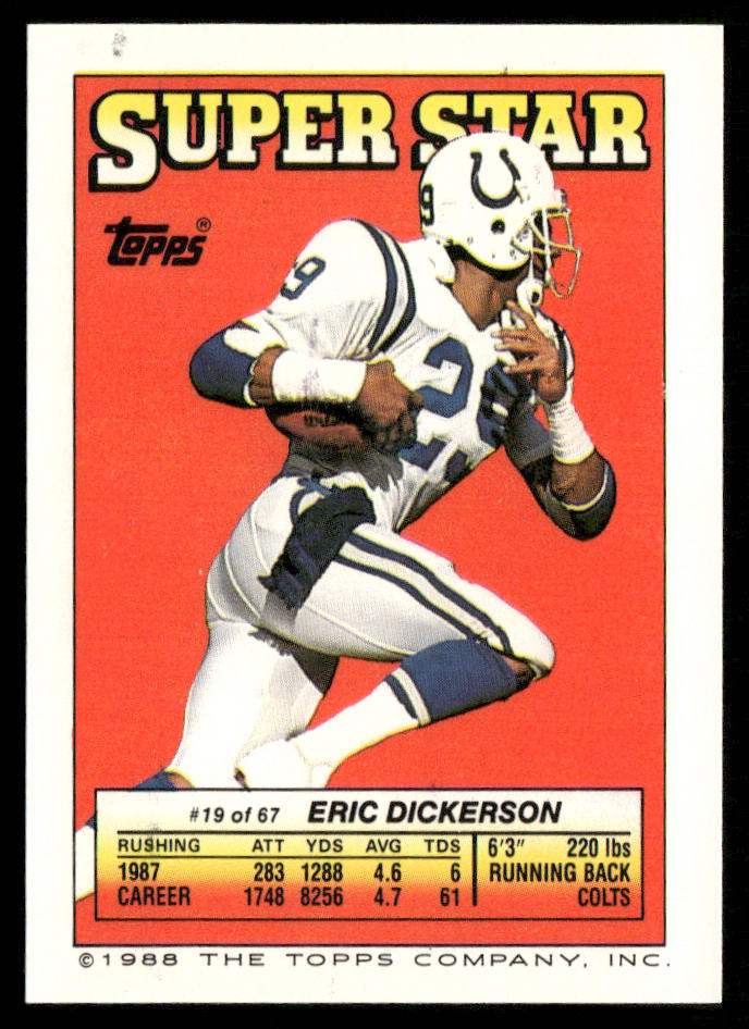1988 Topps Stickers #58 / 168c Eric Dickerson 19 Back