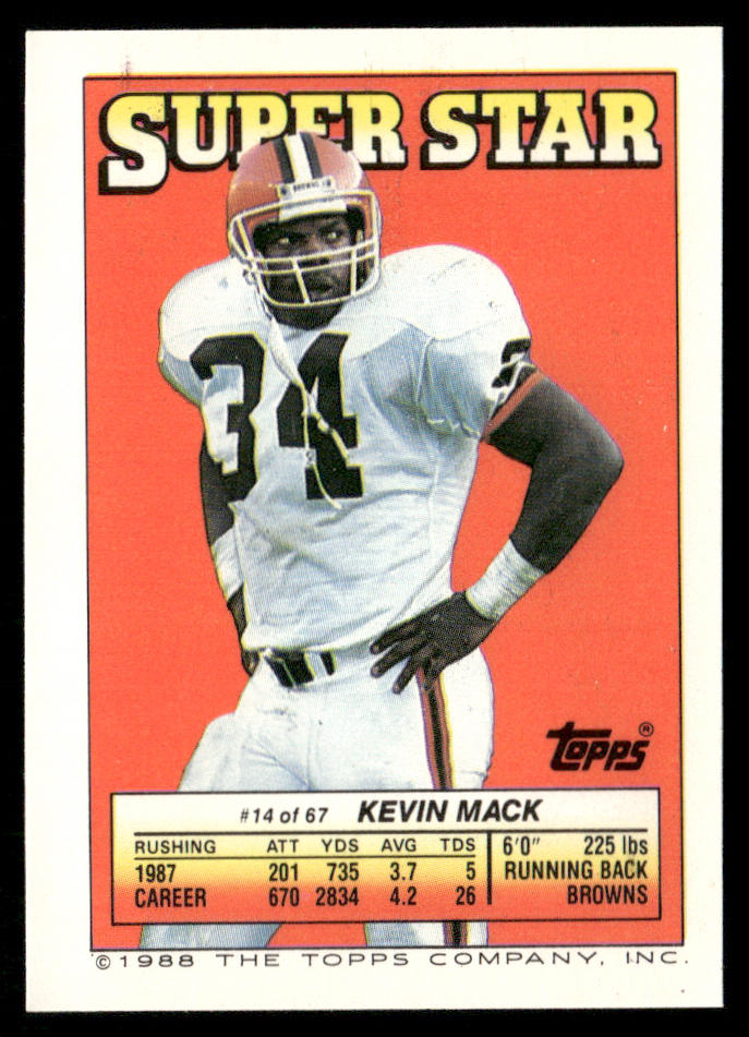 Michael Walter / Anthony Munoz 1988 Topps Stickers #68 / 162 Kevin Mack 14 back