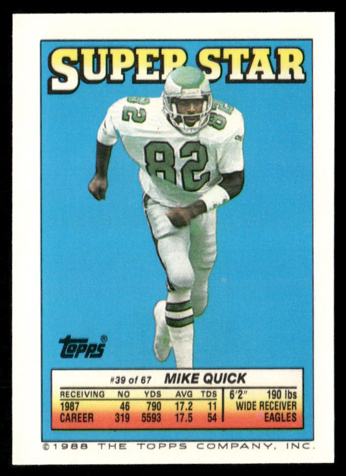 Michael Cofer / Highsmith 1988 Topps Stickers #84 / 242c Mike Quick 39 Back