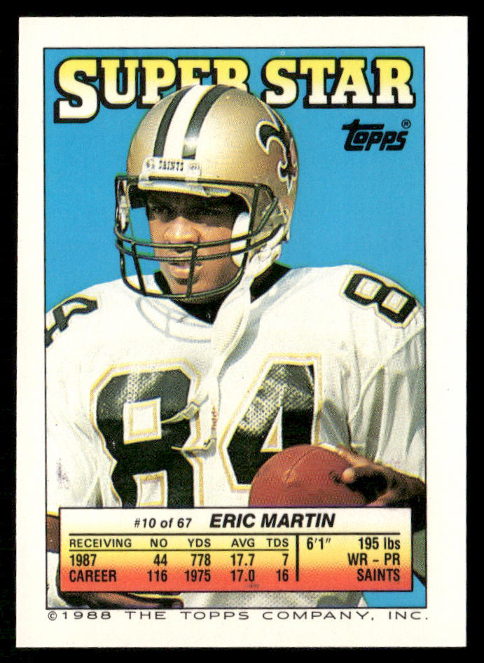Randy Wright / Mike Bell 1988 Topps Stickers #87 / 206 Eric Martin 10 Back