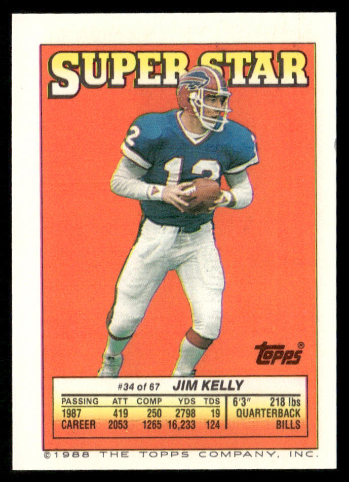Tim Harris 1988 Topps Stickers #94b Jim Kelly34 Back Green Bay Packers