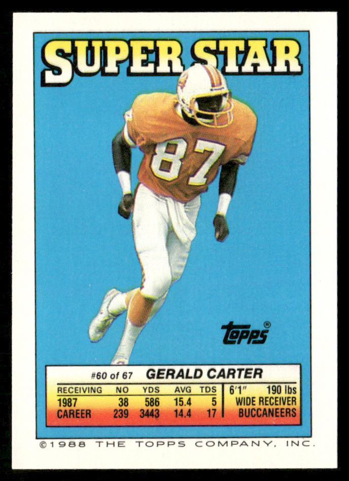 Henry Ellard / Glenn 1988 Topps Stickers #100 / 199d Gerald Carter 60 Back