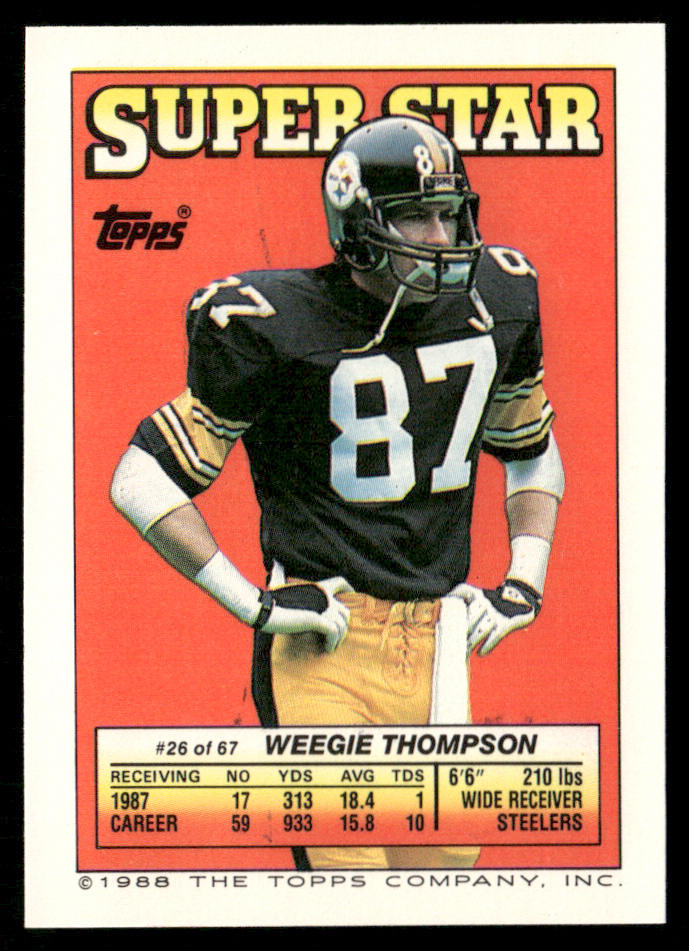 Kelvin Bryant / Nattiel 1988 Topps Stickers #113 / 180c Weegie Thompson 26 back