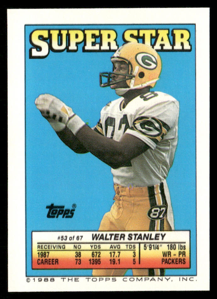 Rueben Mayes / Bostic 1988 Topps Stickers #115 / 244d Walter Stanley 53 Back