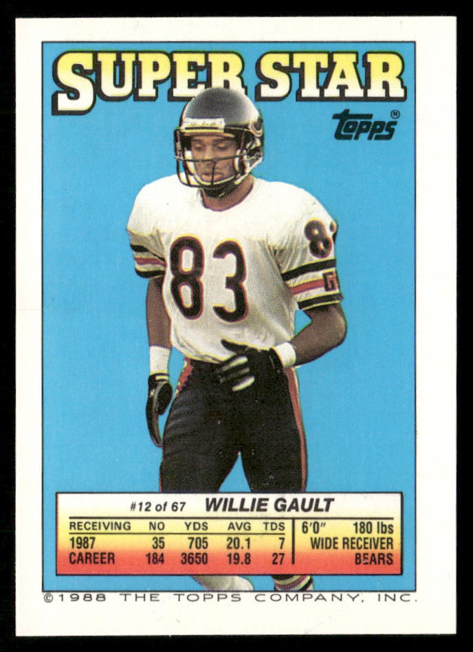 D.J. Dozier / Ernest Givins 1988 Topps Stickers #126 / 239b Willie Gault 12 Back