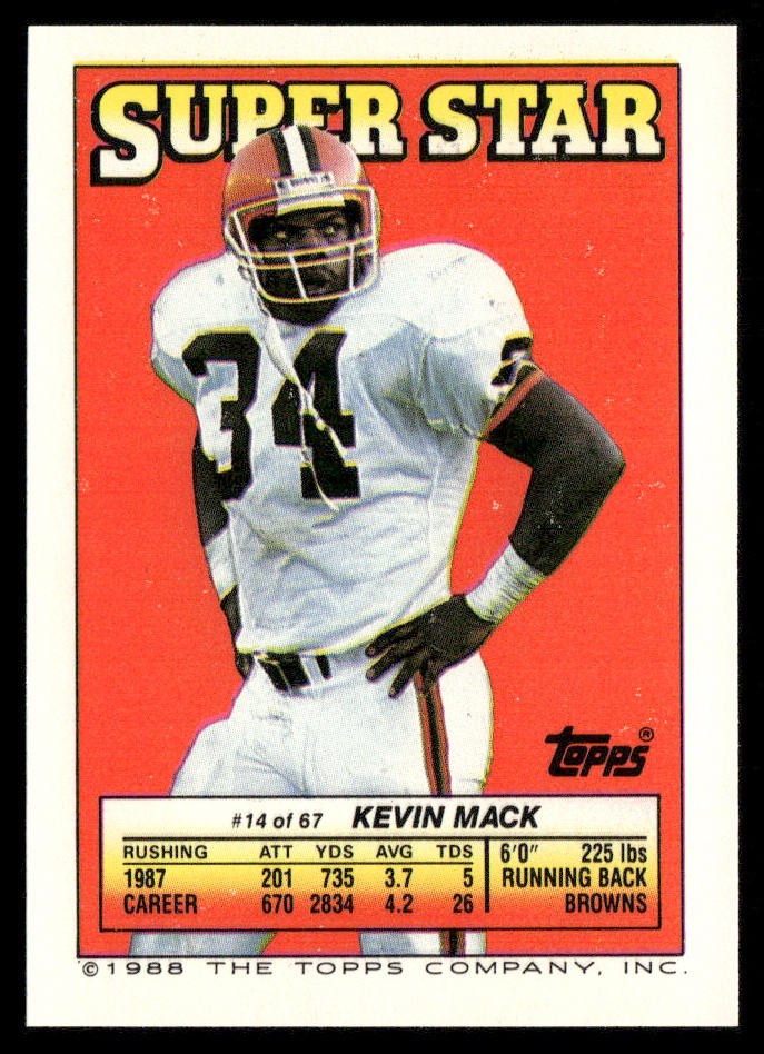 Bill Maas 1988 Topps Stickers #202a Kevin Mack 14 back Kansas City Chiefs