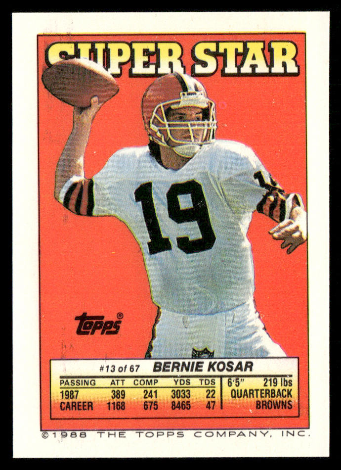 Dan Marino 1988 Topps Stickers #226b Bernie Kosar 13 back Miami Dolphins