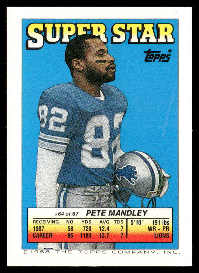 Bill Maas / Bill Fralic AP, FOIL 1988 Topps Stickers #138 / 148 Pete Mandley 64