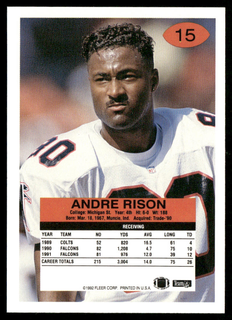 Andre Rison 1992 Fleer #15 Atlanta Falcons