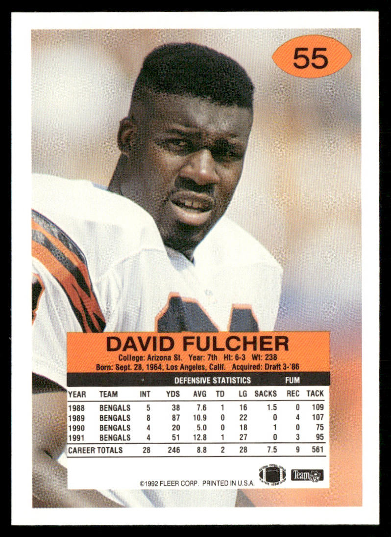 David Fulcher 1992 Fleer #55 Cincinnati Bengals