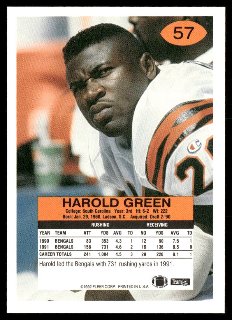 Harold Green 1992 Fleer #57 Cincinnati Bengals
