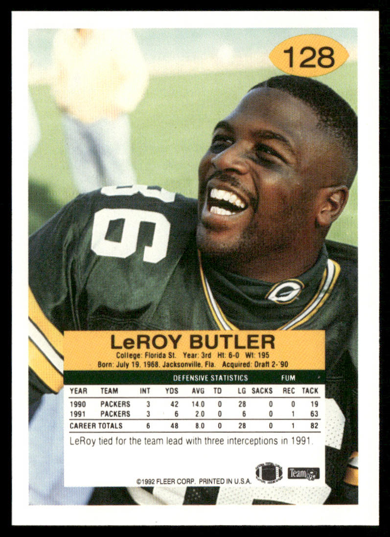 LeRoy Butler 1992 Fleer #128 Green Bay Packers
