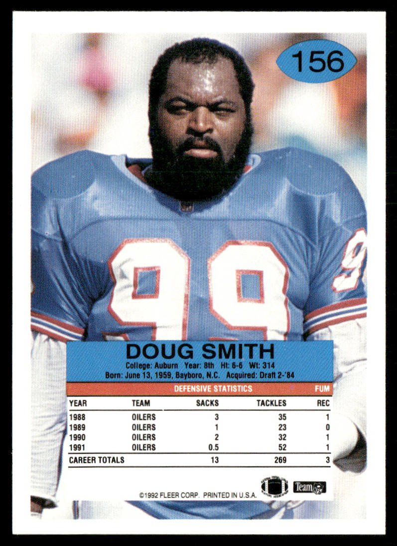Doug Smith 1992 Fleer #156 Houston Oilers