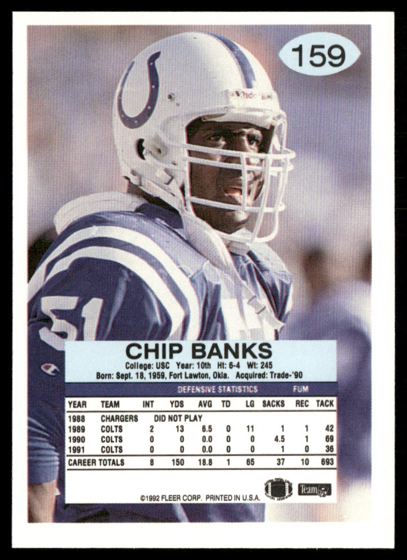Chip Banks 1992 Fleer #159 Indianapolis Colts