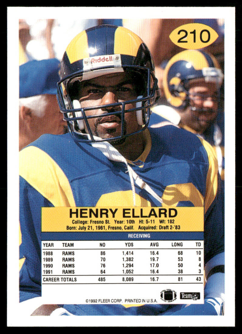 Henry Ellard 1992 Fleer #210 Los Angeles Rams