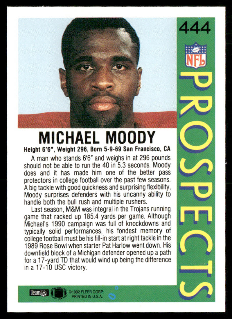 Michael Moody 1992 Fleer #444 RC USC Trojans