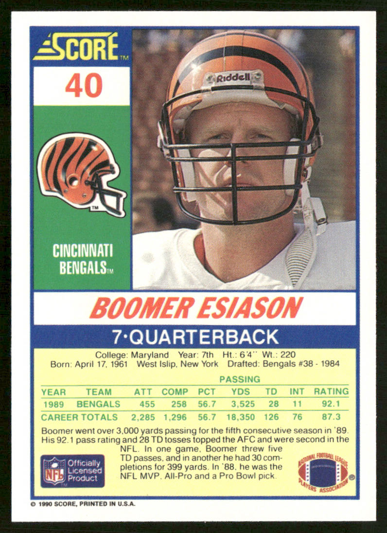 Boomer Esiason 1990 Score #40 Cincinnati Bengals