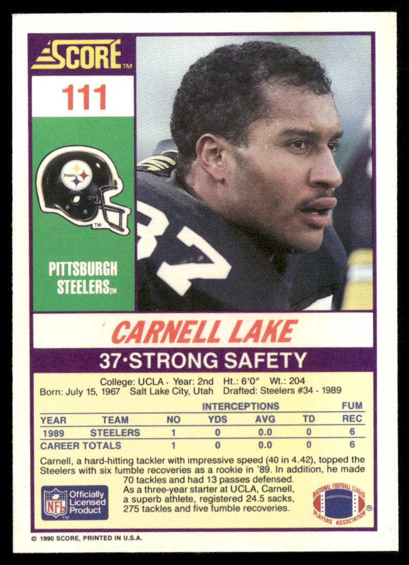 Carnell Lake 1990 Score #111 Pittsburgh Steelers