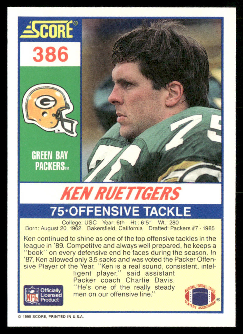 Ken Ruettgers 1990 Score #386 Green Bay Packers