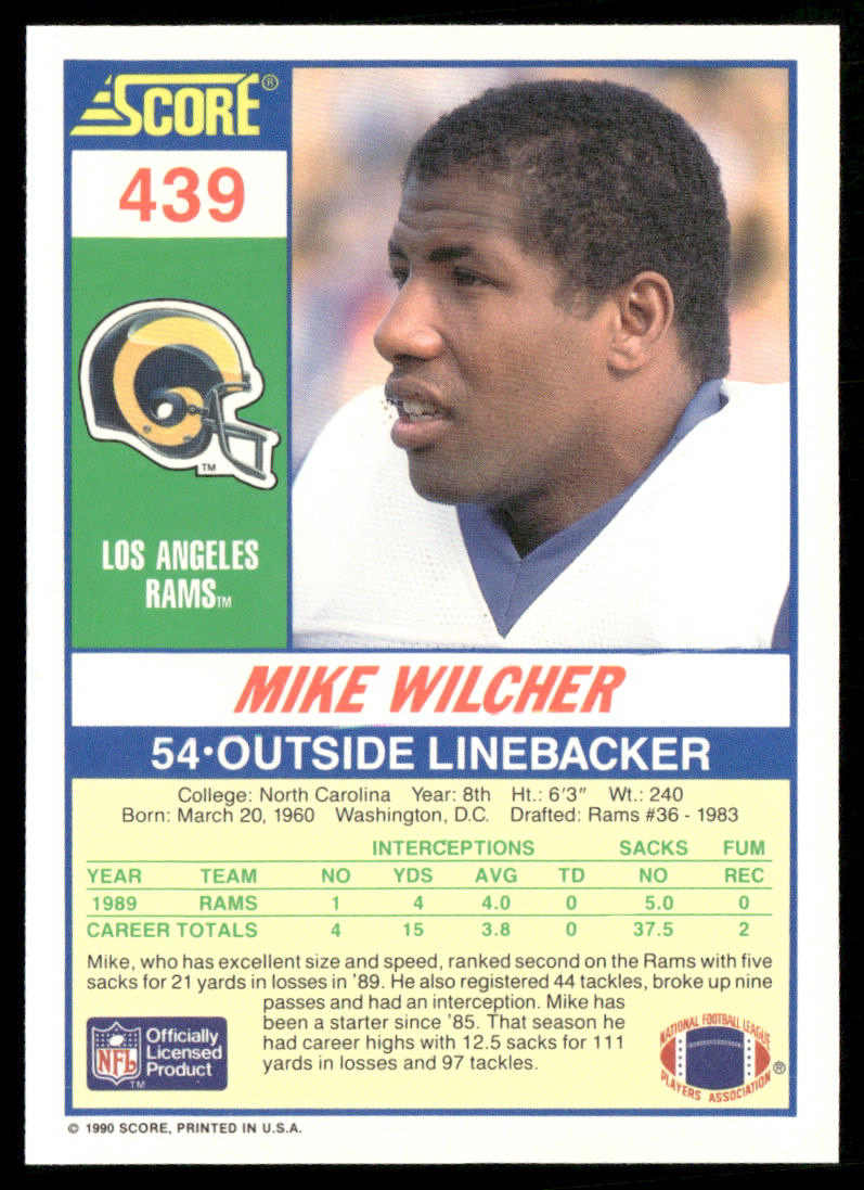Mike Wilcher 1990 Score #439 Los Angeles Rams