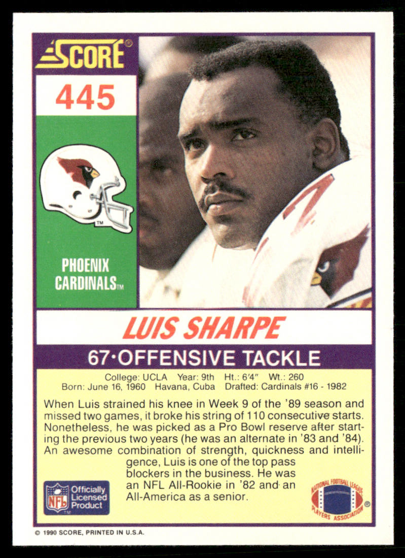 Luis Sharpe 1990 Score #445 Phoenix Cardinals