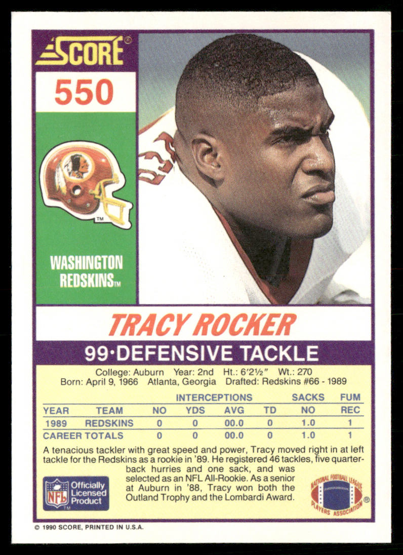 Tracy Rocker 1990 Score #550 Washington Redskins