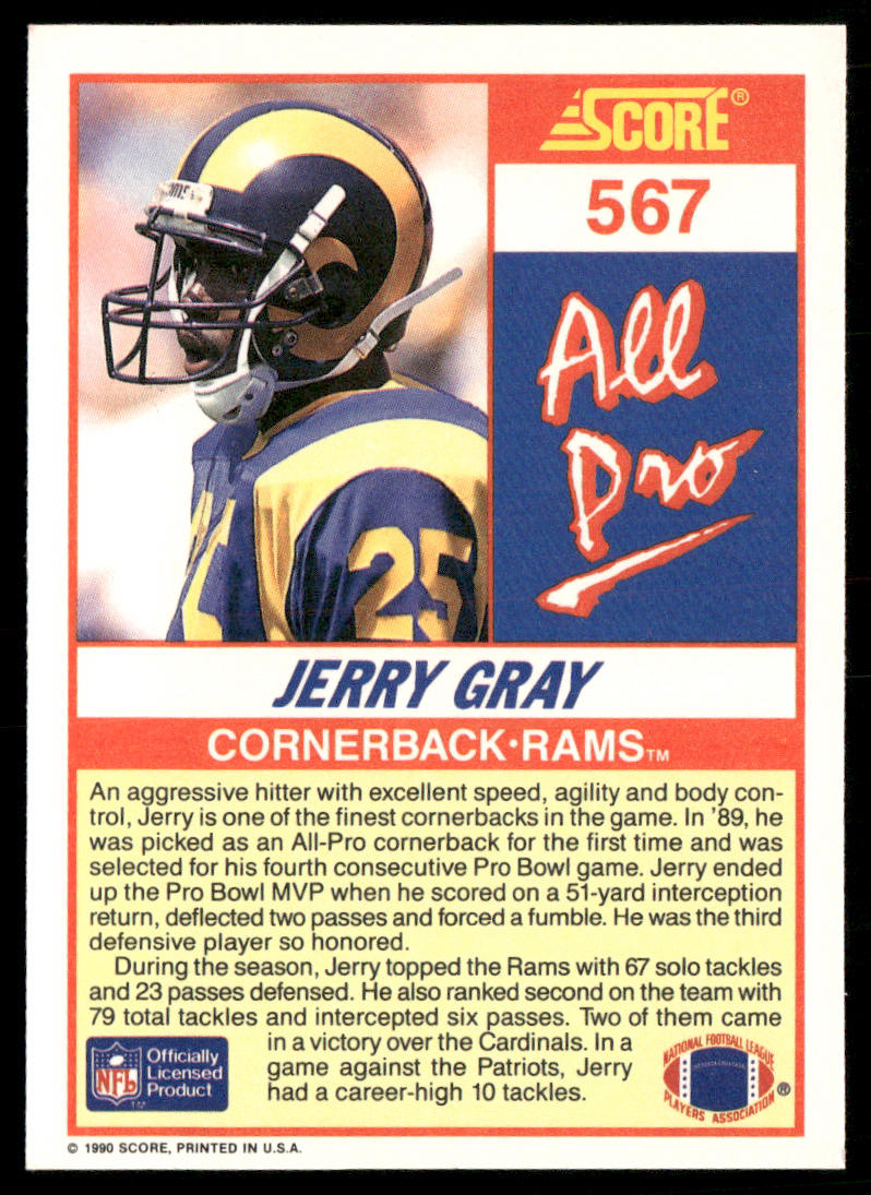 Jerry Gray 1990 Score #567 Los Angeles Rams