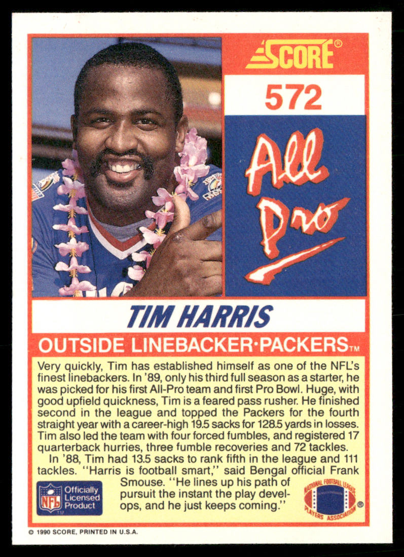 Tim Harris 1990 Score #572 Green Bay Packers