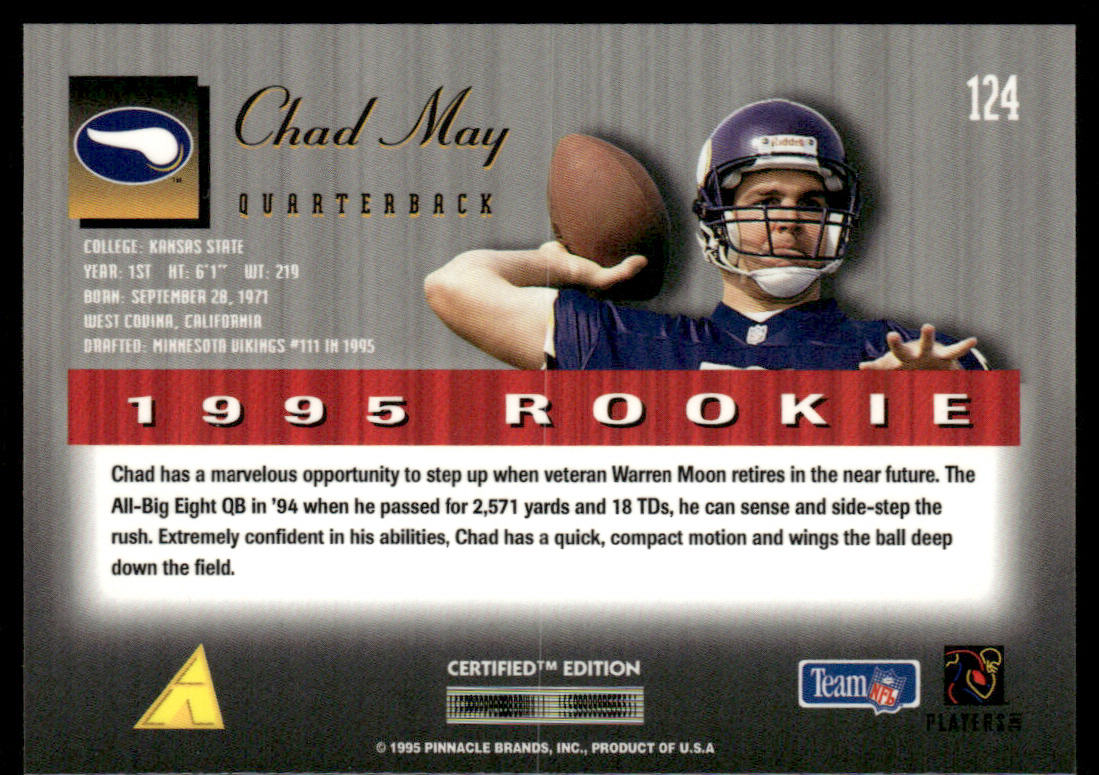 Chad May 1995 Select Certified #124 RC Minnesota Vikings