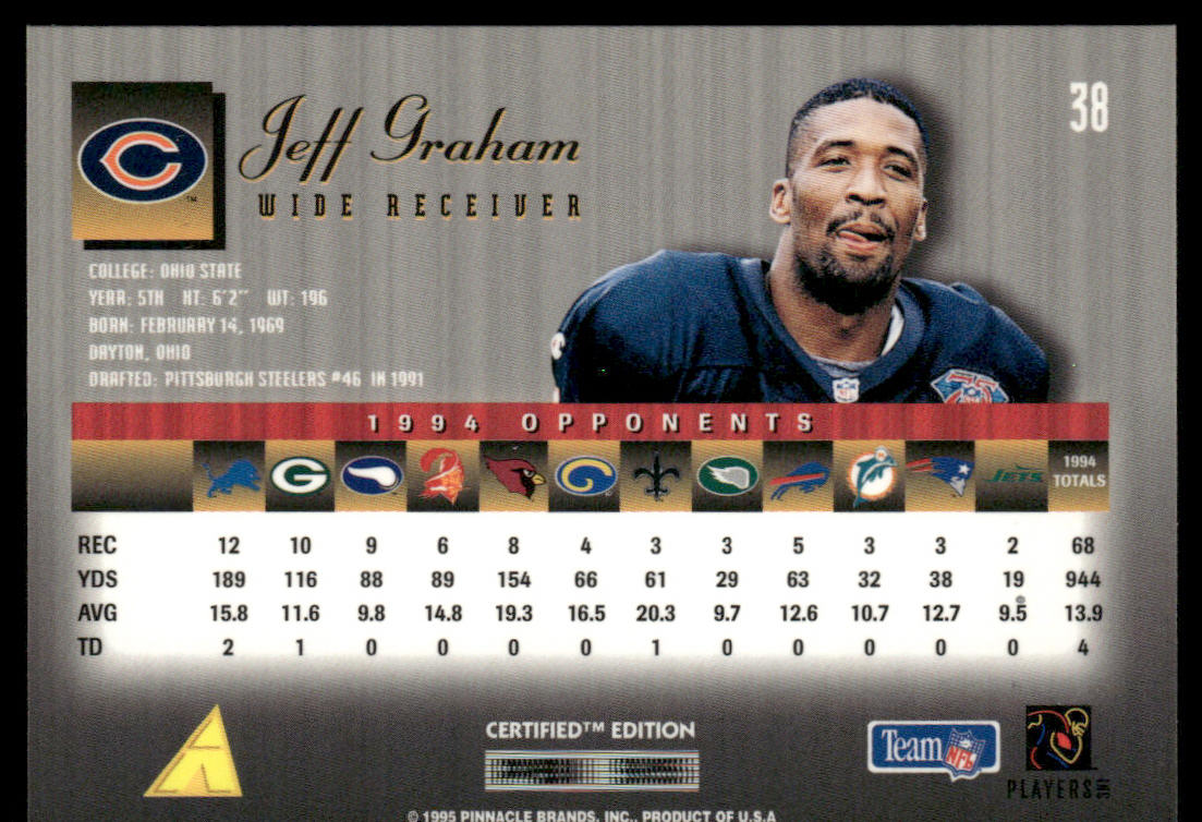 Jeff Graham 1995 Select Certified #38 Chicago Bears