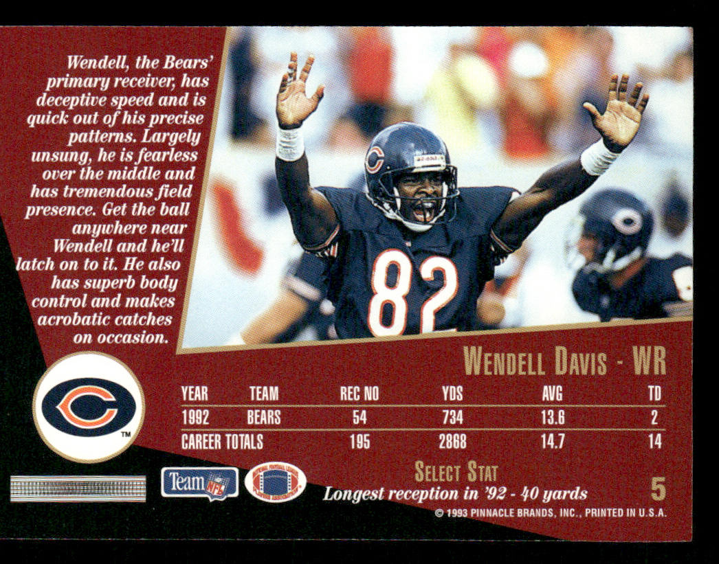 Wendell Davis 1993 Select #5 Chicago Bears