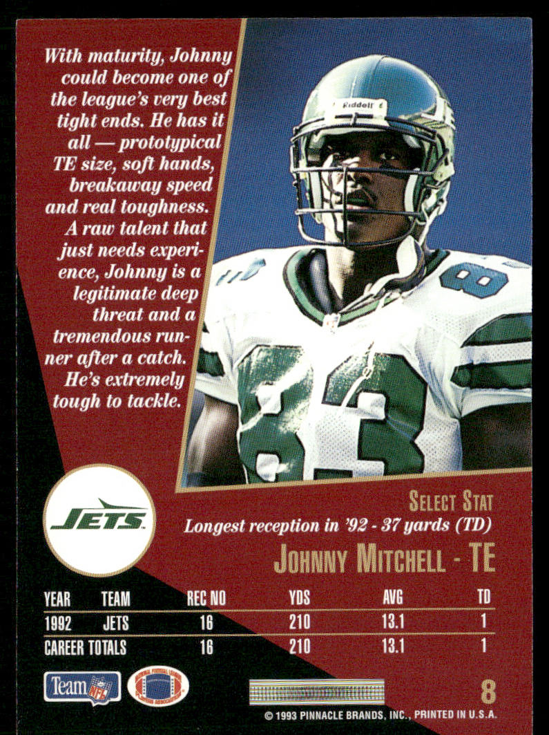 Johnny Mitchell 1993 Select #8 New York Jets