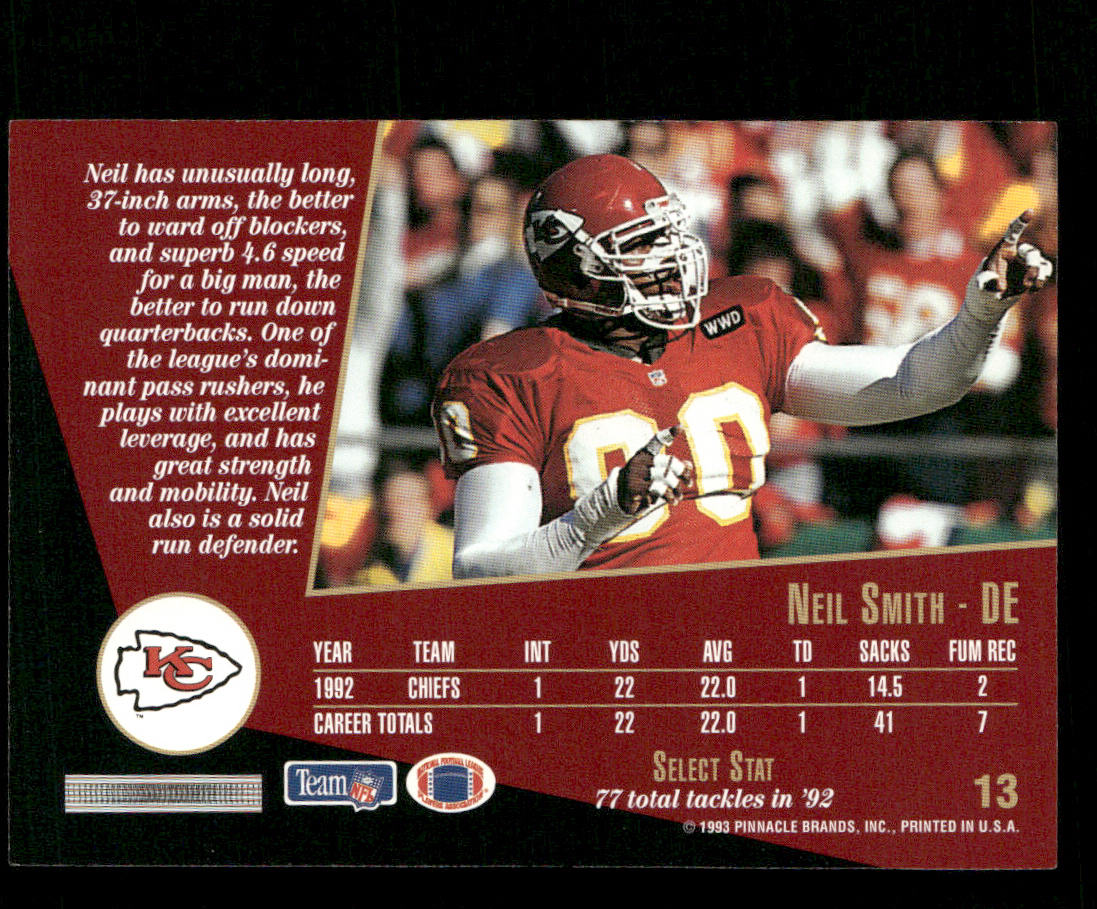 Neil Smith 1993 Select #13 Kansas City Chiefs