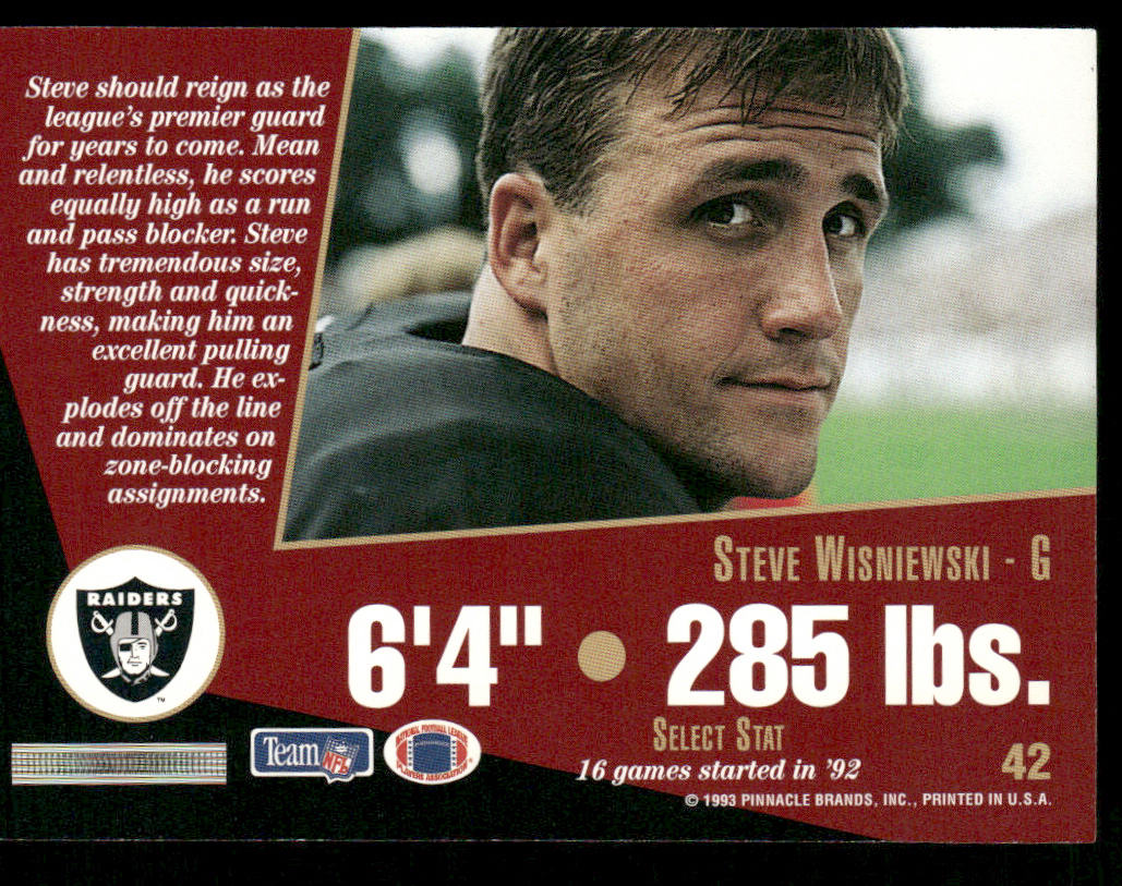 Steve Wisniewski 1993 Select #42 Los Angeles Raiders