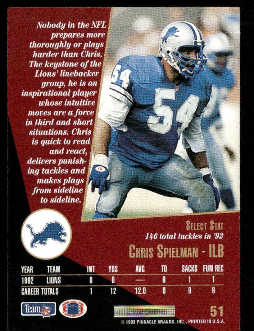 Chris Spielman 1993 Select #51 Detroit Lions