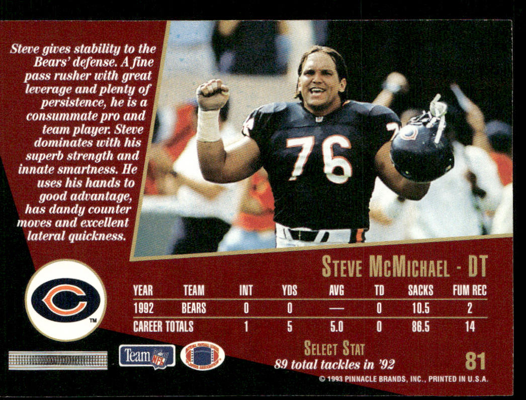 Steve McMichael 1993 Select #81 Chicago Bears