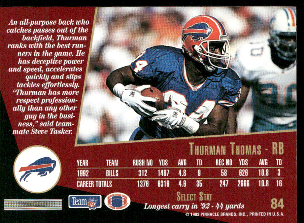 Thurman Thomas 1993 Select #84 Buffalo Bills