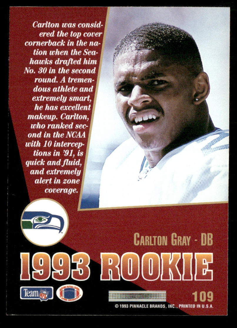 Carlton Gray 1993 Select #109 RC Seattle Seahawks