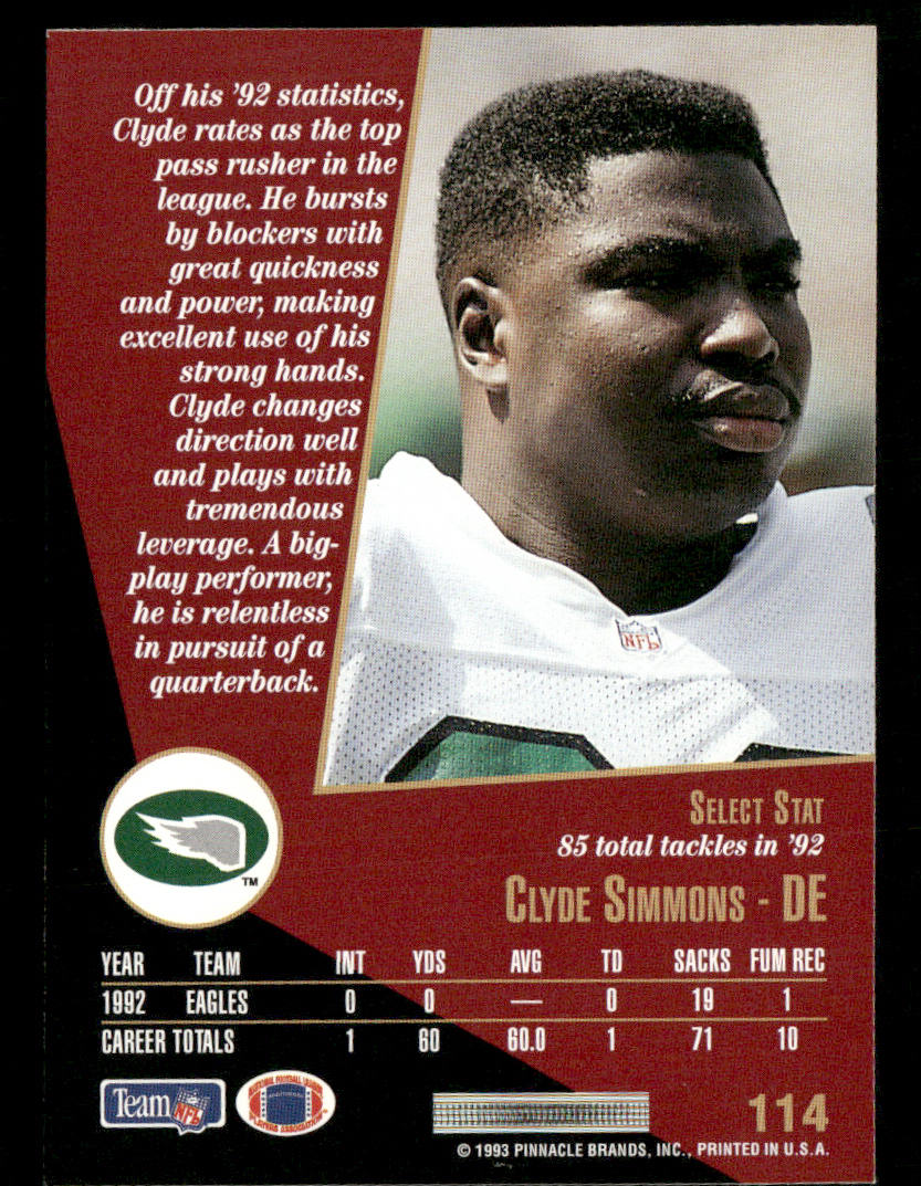 Clyde Simmons 1993 Select #114 Philadelphia Eagles