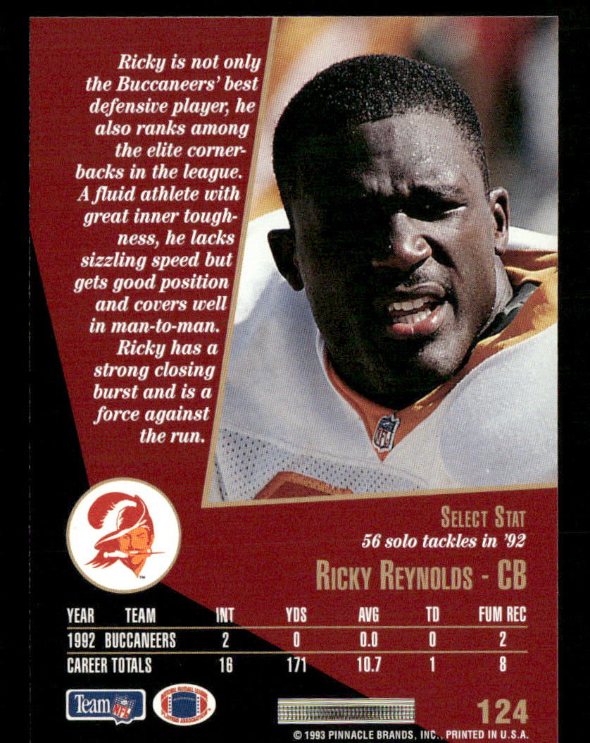 Ricky Reynolds 1993 Select #124 Tampa Bay Buccaneers