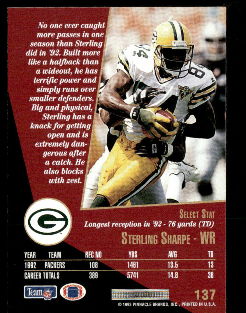 Sterling Sharpe 1993 Select #137 Green Bay Packers