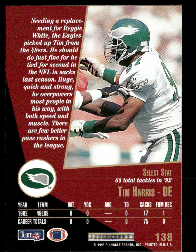 Tim Harris 1993 Select #138 Philadelphia Eagles