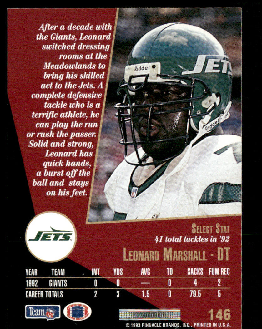 Leonard Marshall 1993 Select #146 New York Jets