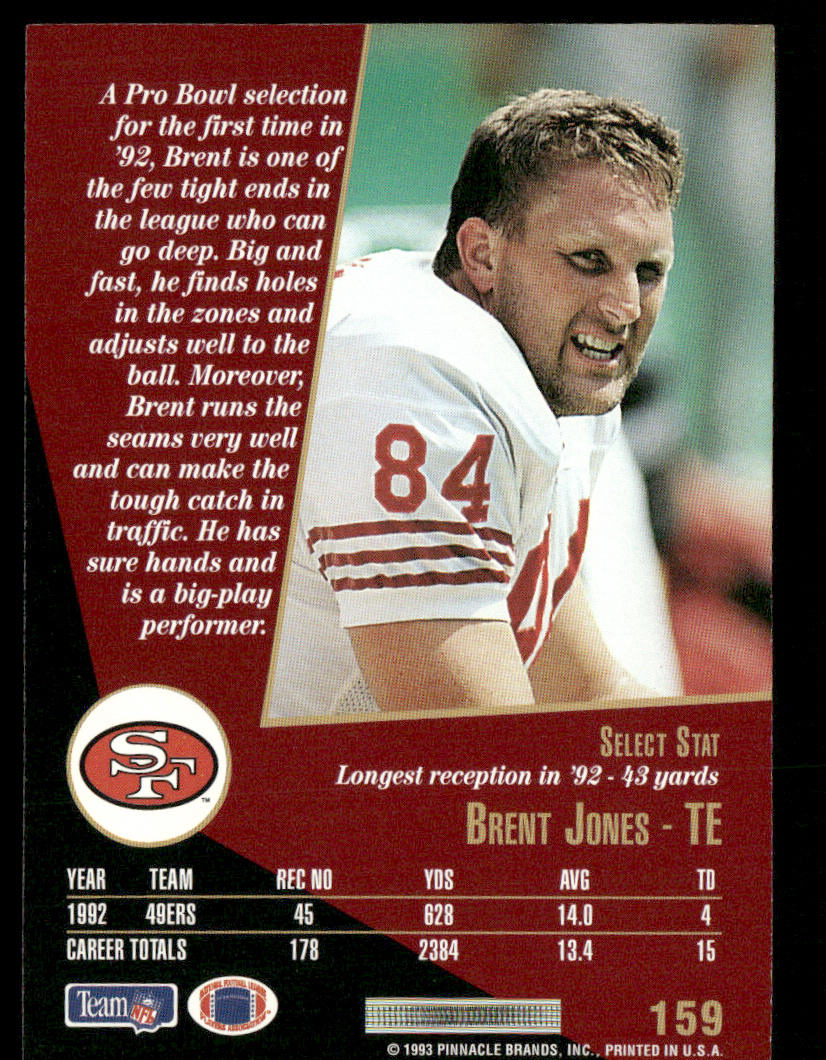 Brent Jones 1993 Select #159 San Francisco 49ers