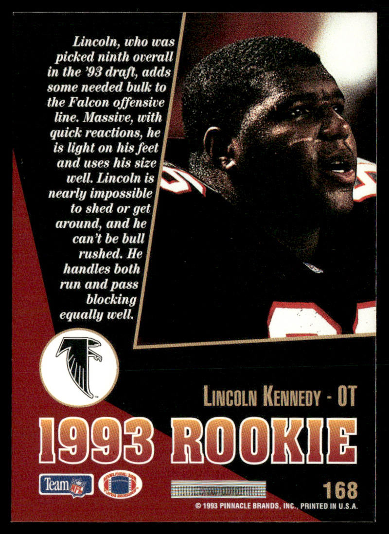 Lincoln Kennedy 1993 Select #168 RC Atlanta Falcons