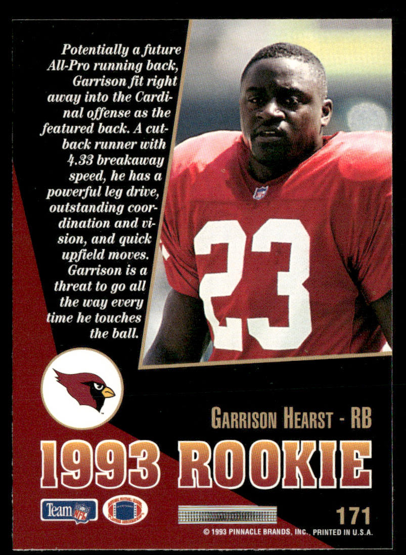Garrison Hearst 1993 Select #171 RC Phoenix Cardinals