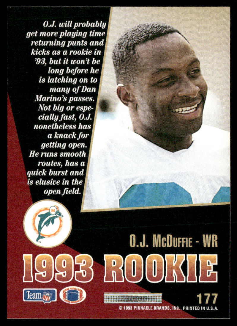 O.J. McDuffie 1993 Select #177 RC Miami Dolphins