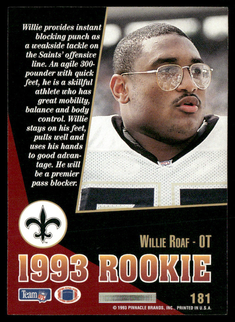 Willie Roaf 1993 Select #181 RC New Orleans Saints